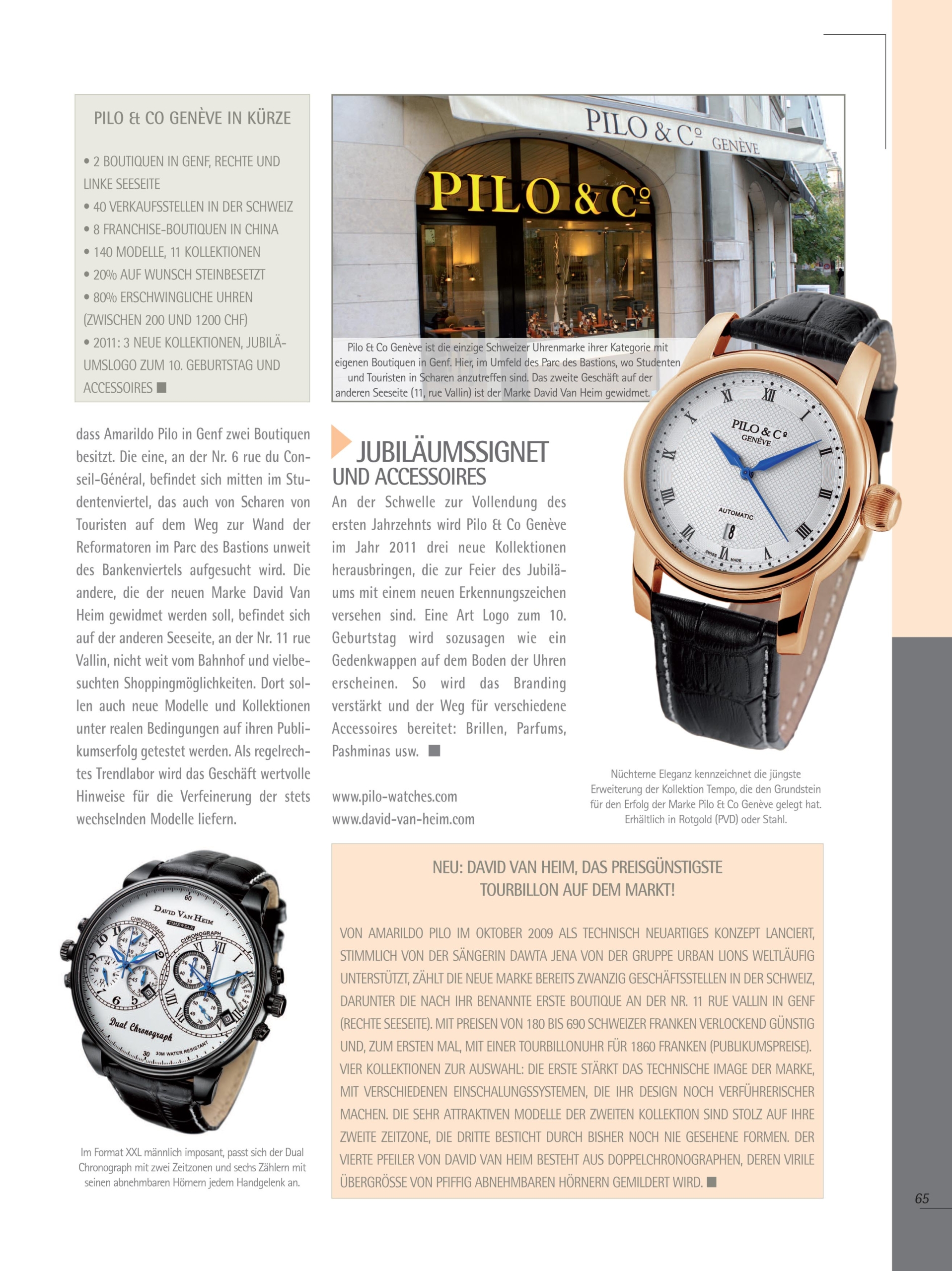 Luxury watch store in Geneva. David Van Heim Dual Chronograph