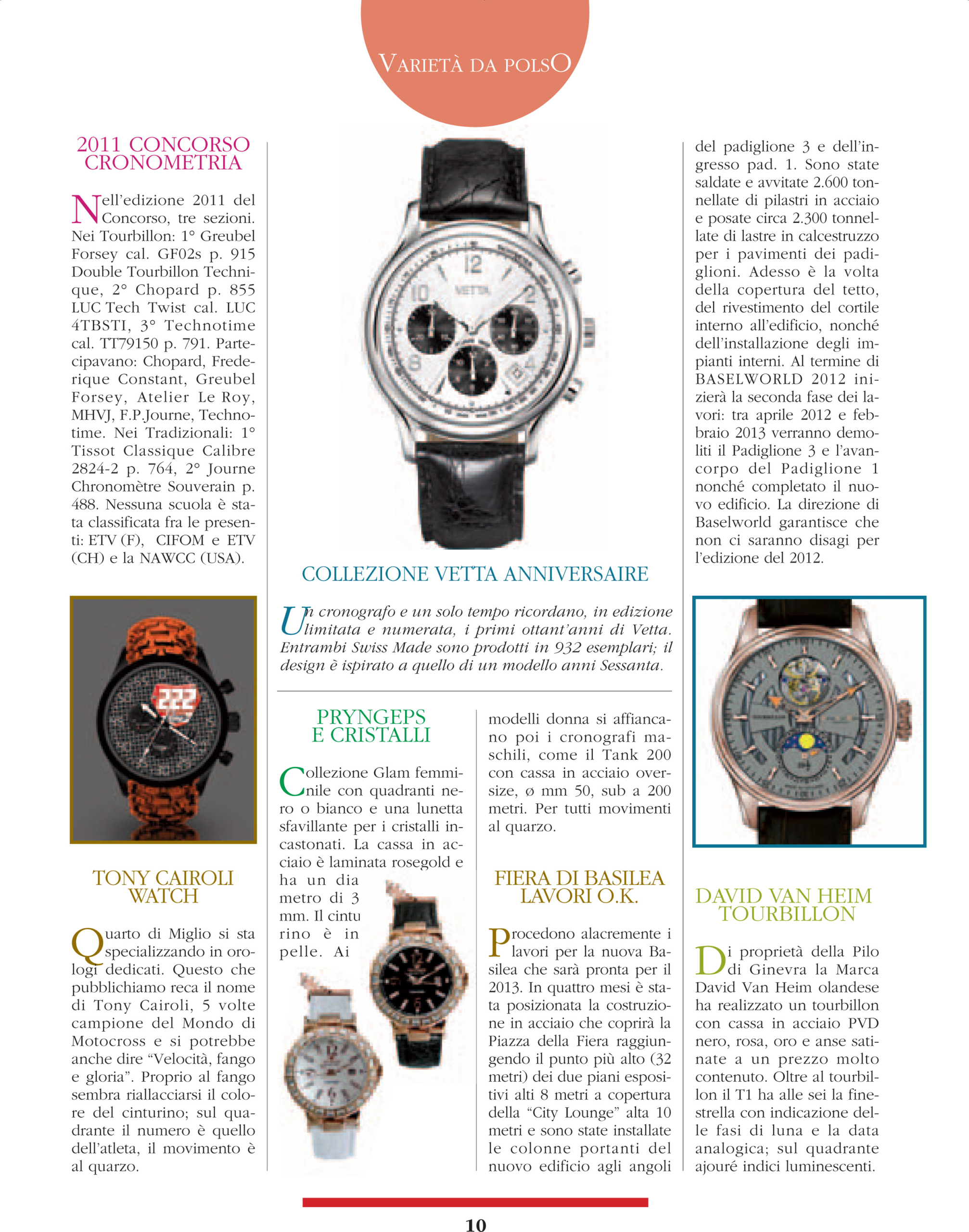 David Van Heim Watches featured in a magazine article