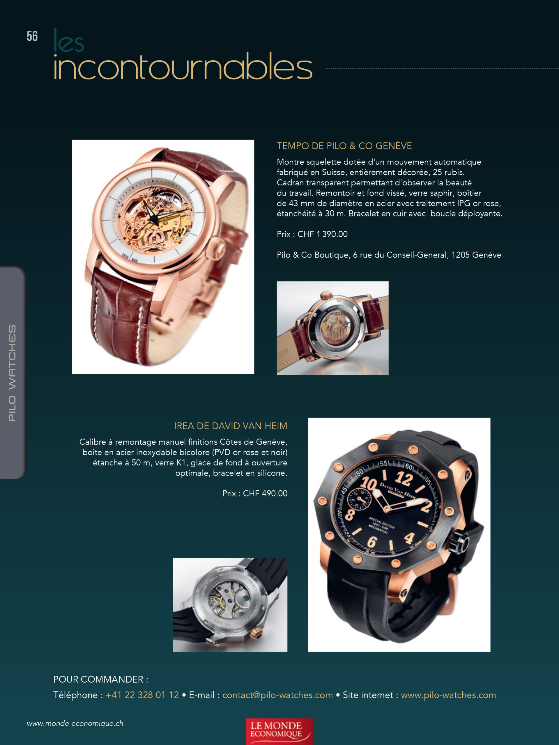 Luxury watches with detailed descriptions. Irea from David Van Heim