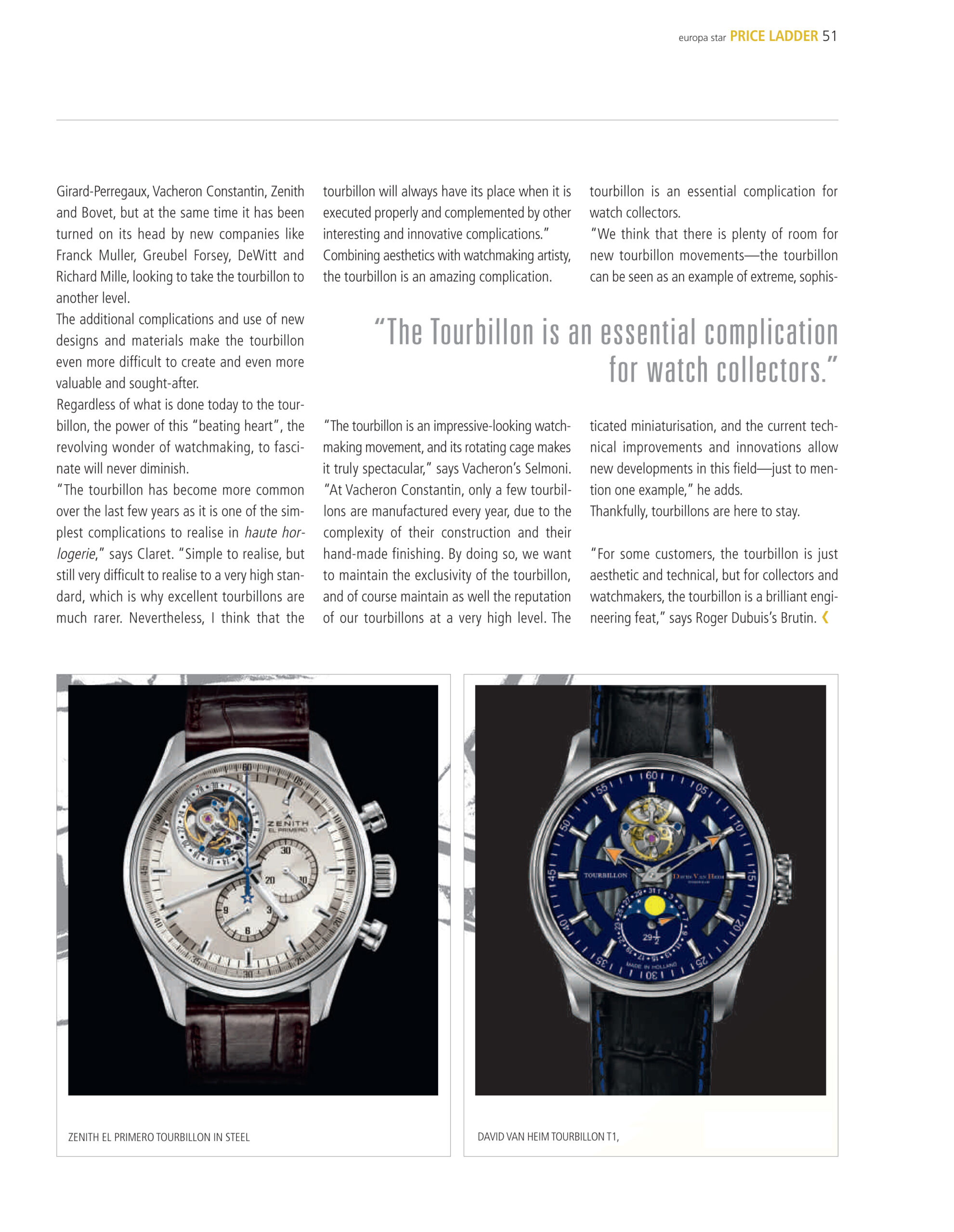 David Van Heim featured in Europa Star — Swiss luxury watch magazine
